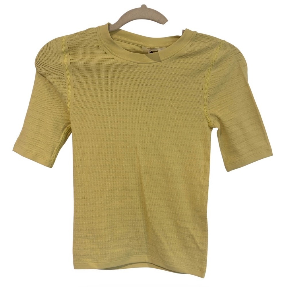 Calia Womens Seamless Crop Tee Fresh Hay Yellow WAX15125 XS New